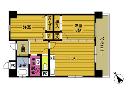 VILLA FORTUNA(2LDK/4階)の間取り写真