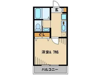 キャメル大久保領家B棟(1K/1階)の間取り写真