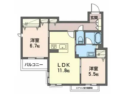 シャーメゾン陽明II(2LDK/3階)の間取り写真