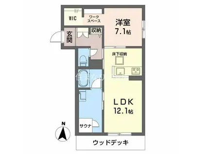 リラフォート(1LDK/1階)の間取り写真