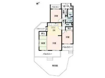 ライオンズマンション左京山第二C棟(3LDK/1階)の間取り写真