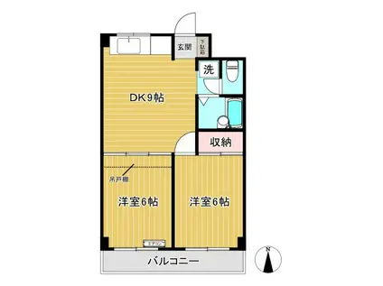 日吉パフィオマンション(2DK/1階)の間取り写真