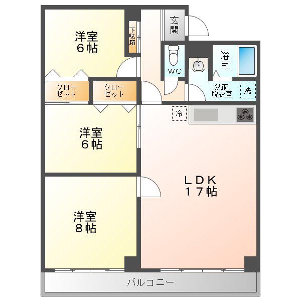 ロゼ89(3LDK/3階)の間取り写真