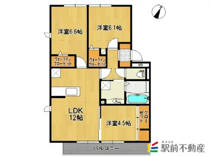 ウエストコート古賀II(3LDK/2階)の間取り写真