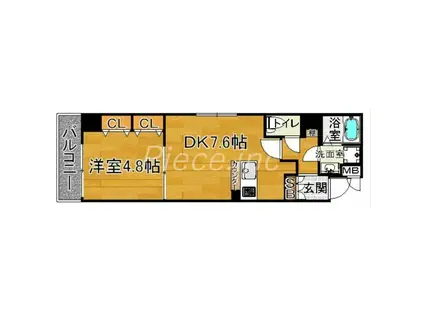 セントロイヤルクラブ新大阪(1LDK/2階)の間取り写真