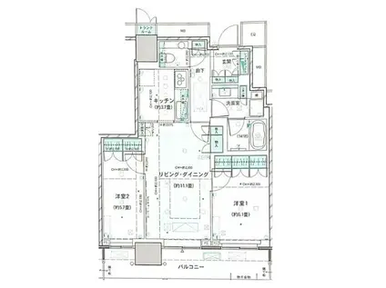 ザ・パークハウス晴海タワーズティアロレジデンス(1SLDK/25階)の間取り写真