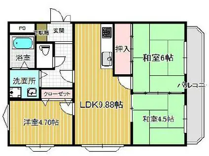 ベルレーブ本山(3LDK/3階)の間取り写真