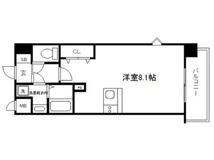 プレサンス京都五条大橋レジェンド(1K/3階)の間取り写真
