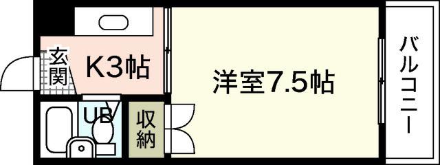 第88東白島ビル(1K/2階)の間取り写真