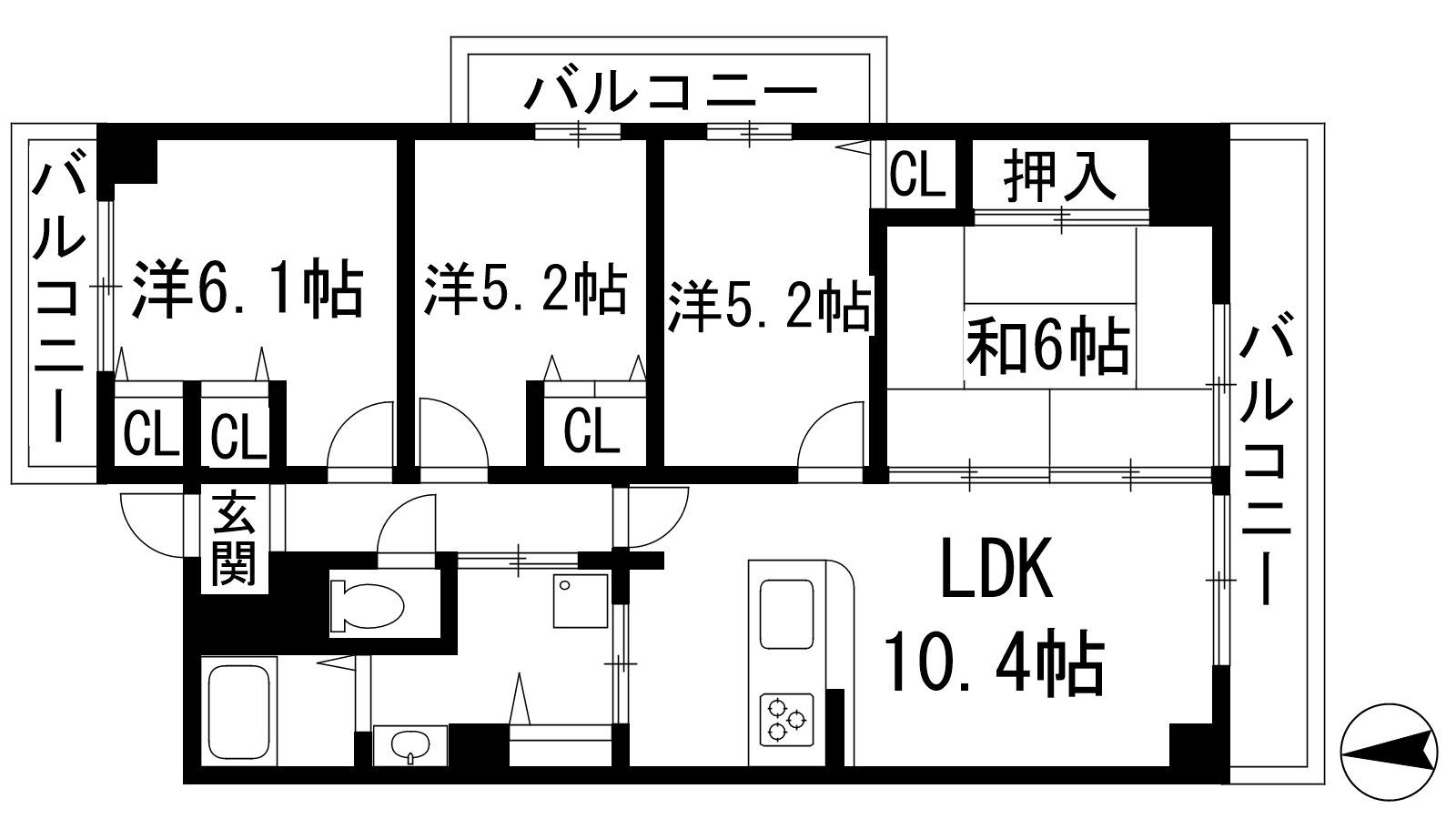 パセオ清荒神1番館(4LDK/7階)の間取り写真