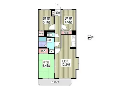 サンライズマンション 熊谷(3LDK/1階)の間取り写真