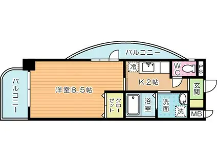 セトル.イン鳳(1K/7階)の間取り写真