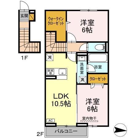 ラプエルタ(2LDK/2階)の間取り写真