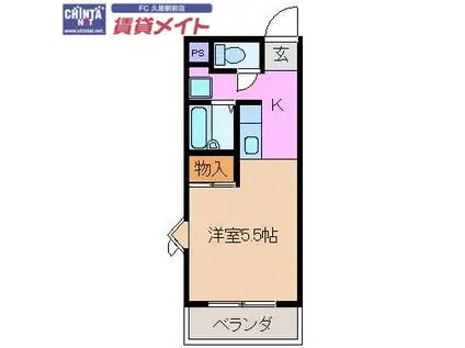 ビラ・ウィング(1K/3階)の間取り写真