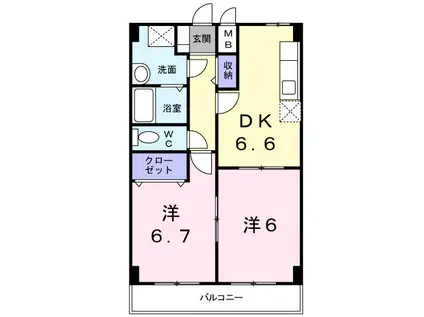 ソレイユ・T(2DK/3階)の間取り写真