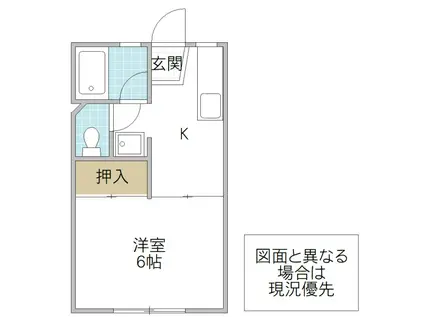 ホワイトハイツ(1K/1階)の間取り写真