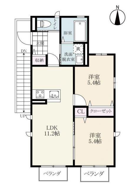 キュート(2LDK/2階)の間取り写真