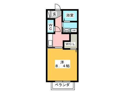 アール A棟(1K/1階)の間取り写真