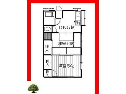 ハウスY・Y(2DK/1階)の間取り写真