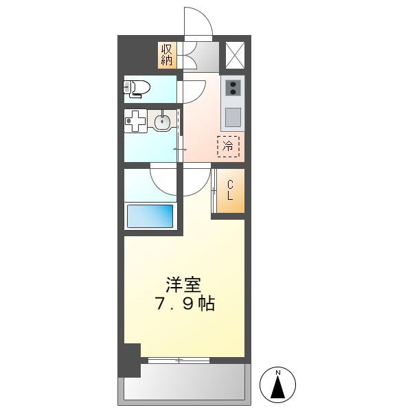 S-FORT熱田六番(1K/8階)の間取り写真