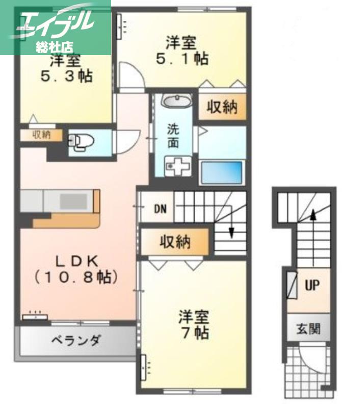 グレイス 天王(3LDK/2階)の間取り写真