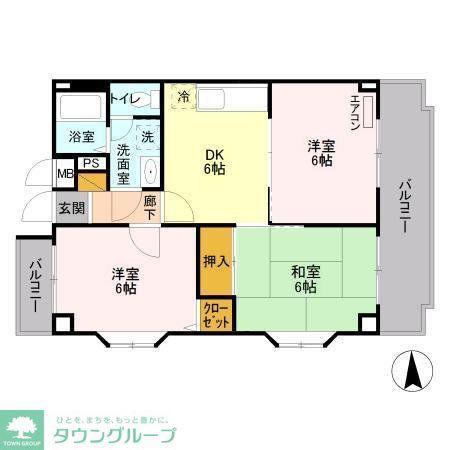 アムール(3DK/2階)の間取り写真