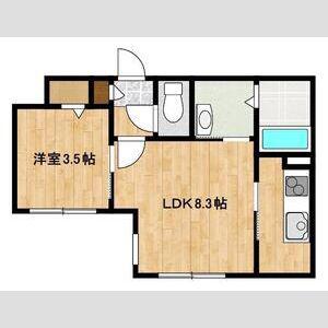 KENT COLLECTION野幌駅前(1LDK/2階)の間取り写真