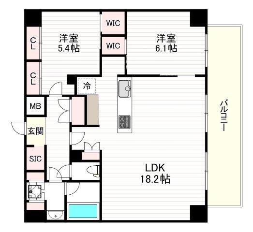 AUFTAKT 天王寺(2LDK/7階)の間取り写真