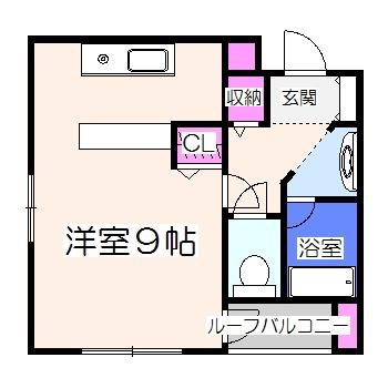 アフルエンス(ワンルーム/2階)の間取り写真