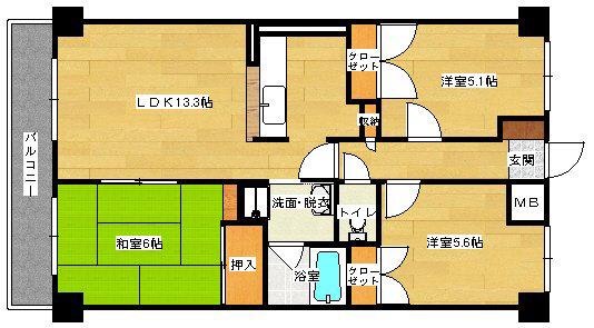 吉川ビル(3LDK/3階)の間取り写真