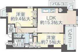 イーグルヘッド橦木(2LDK/10階)の間取り写真