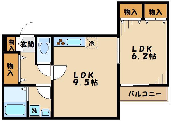 グランドール西片倉(1LDK/1階)の間取り写真
