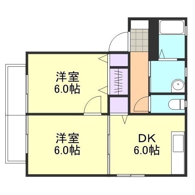 アンダルシアA棟(2DK/1階)の間取り写真