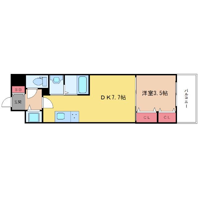 ラルシェパルク新大阪(1DK/11階)の間取り写真
