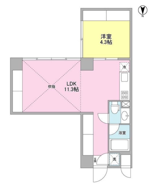 WELL TOWER(1LDK/6階)の間取り写真