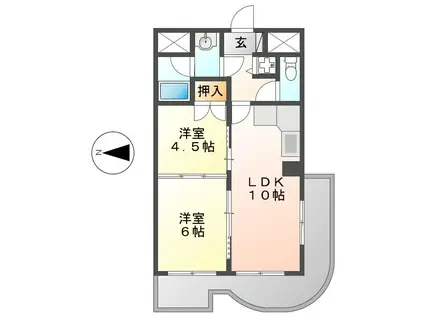 メゾンエトワール(2LDK/10階)の間取り写真