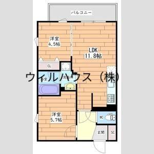 プレステージ14番館(2LDK/4階)の間取り写真