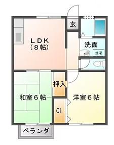 ローズコートM(2DK/2階)の間取り写真