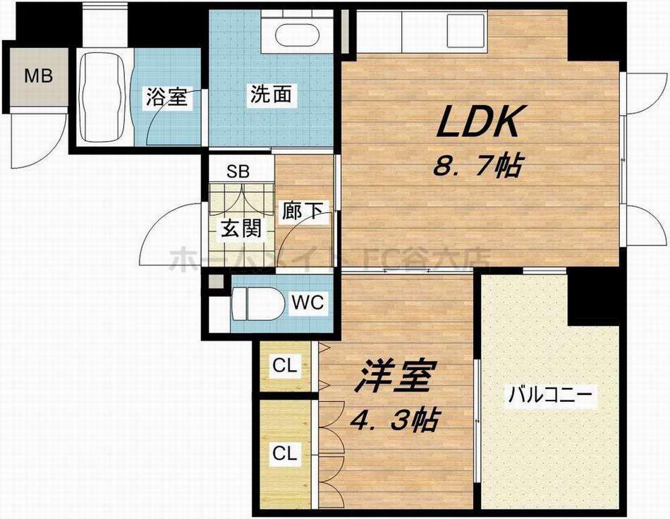 アーデンタワー北堀江(1LDK/7階)の間取り写真