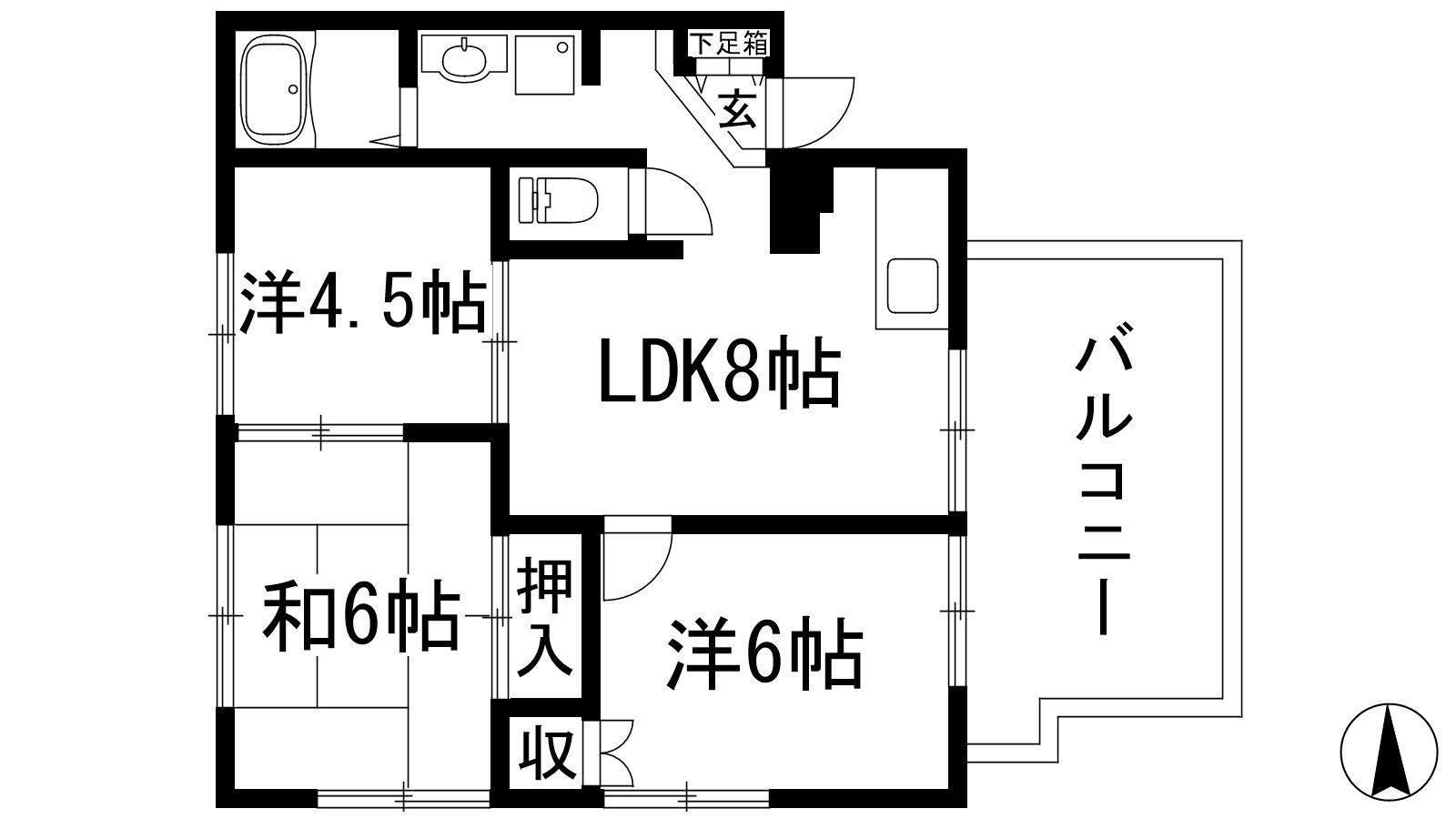 ハイツ村上(3LDK/3階)の間取り写真