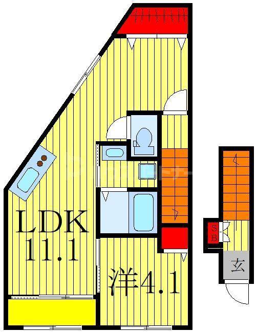 ビルゲ高柳(1LDK/2階)の間取り写真