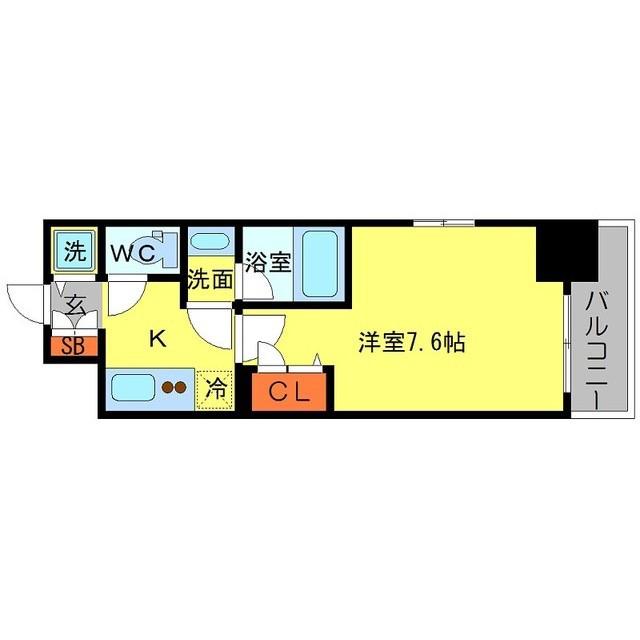 アーデン堺筋本町(1K/9階)の間取り写真