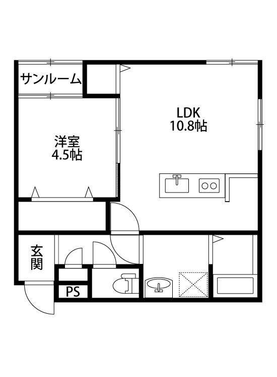 FLOURISH 上所駅前(1LDK/1階)の間取り写真