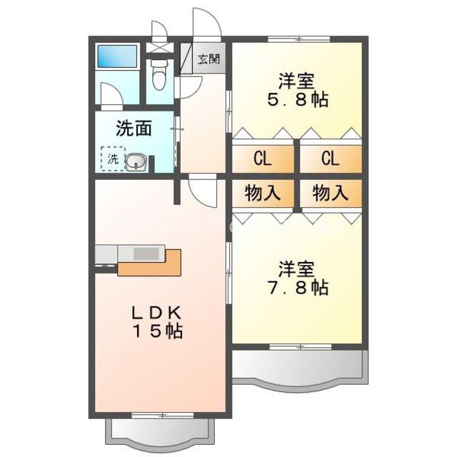 クレール花田(2LDK/2階)の間取り写真