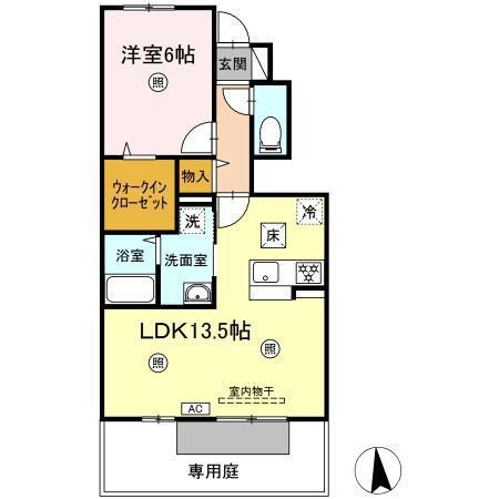 グランツ上薬王寺(1LDK/1階)の間取り写真
