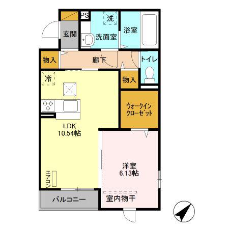 ベルクレスト(1LDK/1階)の間取り写真