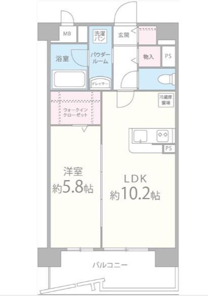 カンマキーノ2F(1LDK/2階)の間取り写真