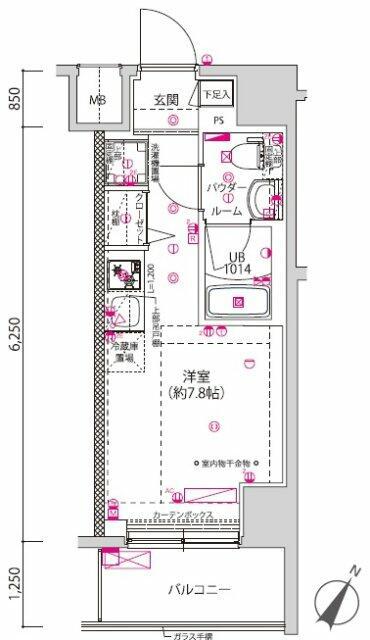 クラリッサ横浜シエル(ワンルーム/7階)の間取り写真