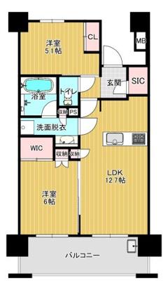 アトラス熊本呉服町(2LDK/13階)の間取り写真