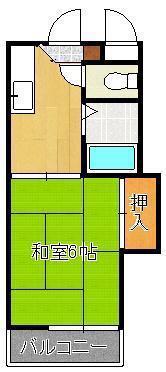 シャトレ桃園(1K/2階)の間取り写真